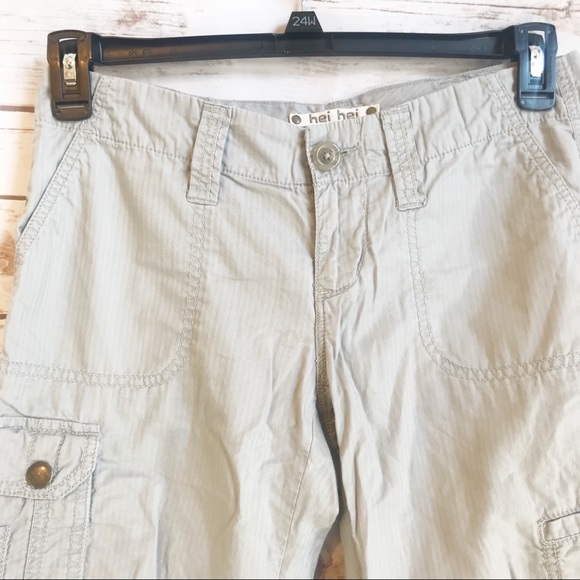 Anthropologie Hei Hei Gray Cropped Cargo Pants 2 - Picture 4 of 8
